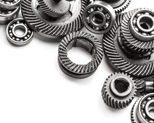 Gear metal wheels, isolated on white background
